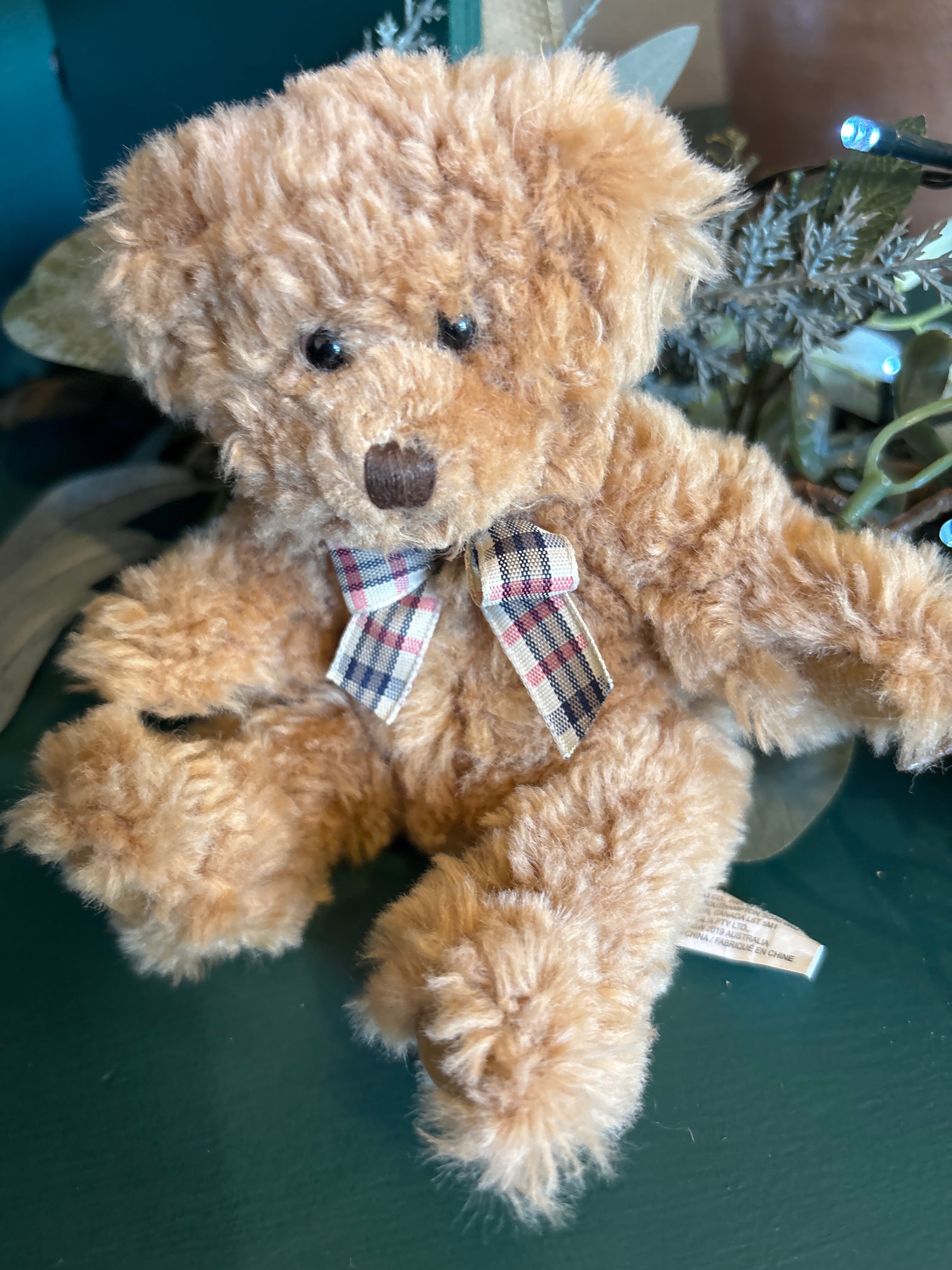 Hamper with recycled Spencer teddy,Christmas tree candle and small hare print