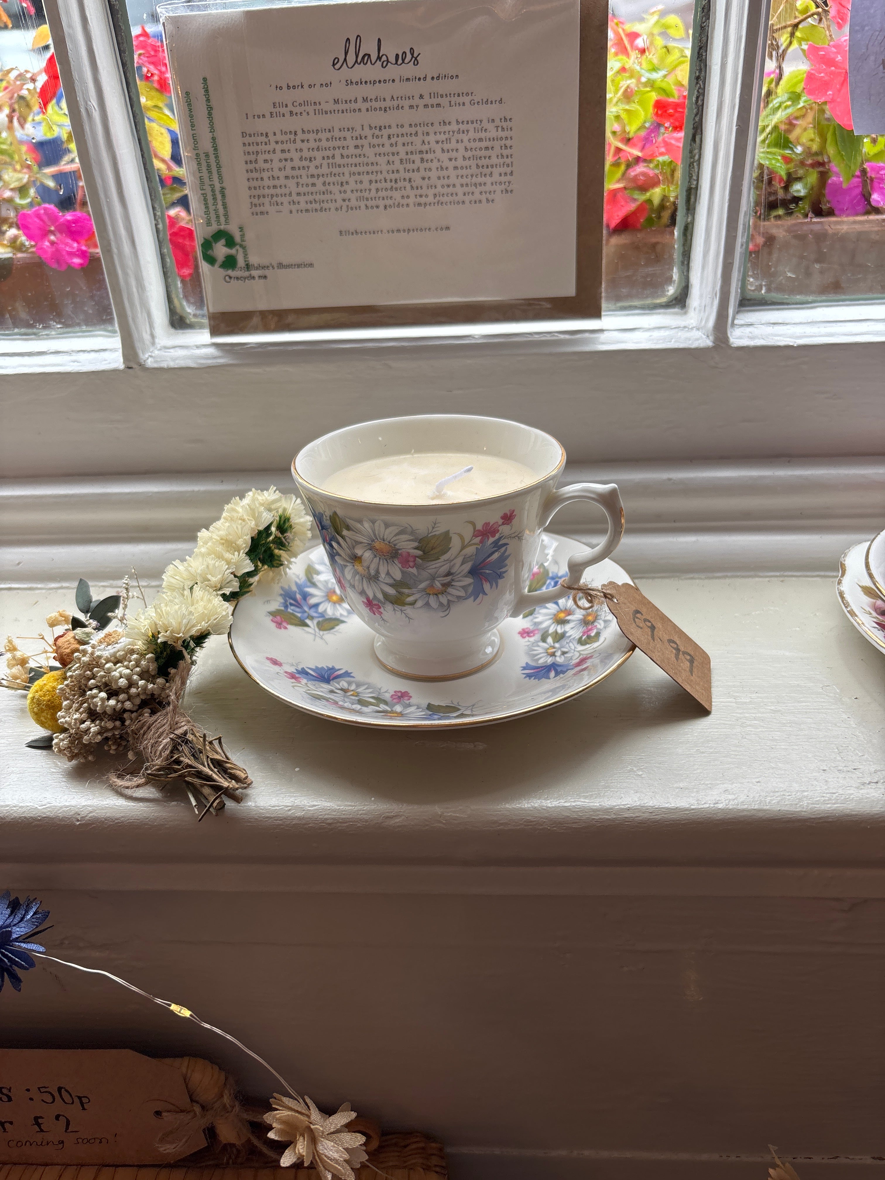 Delightful Gingerbread vintage candle tea cup and saucer